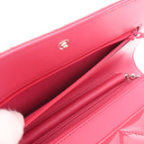 CHANEL シャネル 2.55 マトラッセ チェーンウォレット 2.55 ピンク シルバー金具 レディース エナメル ショルダーバッグ 新同 中古 銀蔵