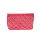 CHANEL シャネル 2.55 マトラッセ チェーンウォレット 2.55 ピンク シルバー金具 レディース エナメル ショルダーバッグ 新同 中古 銀蔵