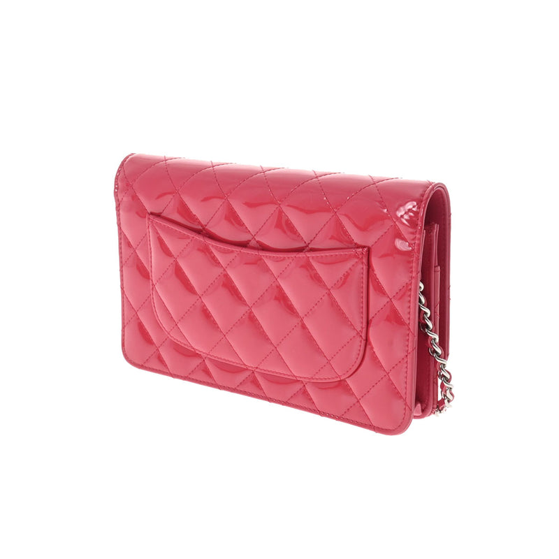 CHANEL シャネル 2.55 マトラッセ チェーンウォレット 2.55 ピンク シルバー金具 レディース エナメル ショルダーバッグ 新同 中古 銀蔵