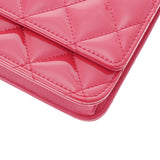 CHANEL シャネル 2.55 マトラッセ チェーンウォレット 2.55 ピンク シルバー金具 レディース エナメル ショルダーバッグ 新同 中古 銀蔵
