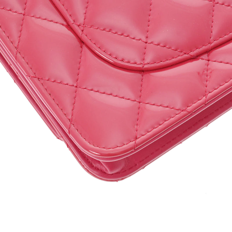 CHANEL シャネル 2.55 マトラッセ チェーンウォレット 2.55 ピンク シルバー金具 レディース エナメル ショルダーバッグ 新同 中古 銀蔵