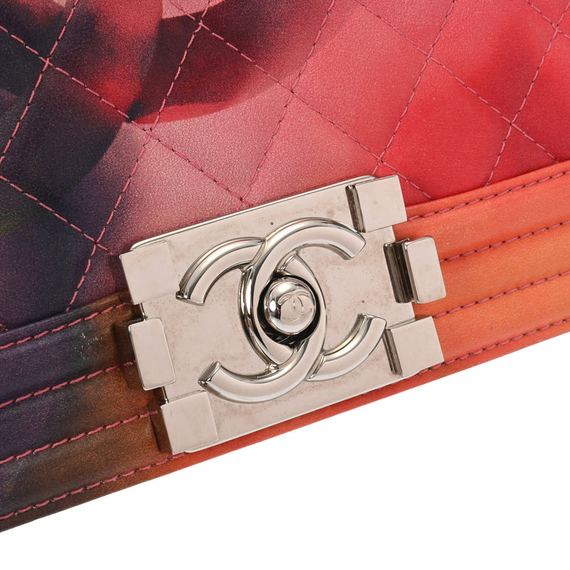 CHANEL シャネル ボーイシャネル チェーンショルダー 20cm マーブル レディース ラムスキン ショルダーバッグ Aランク 中古 銀蔵