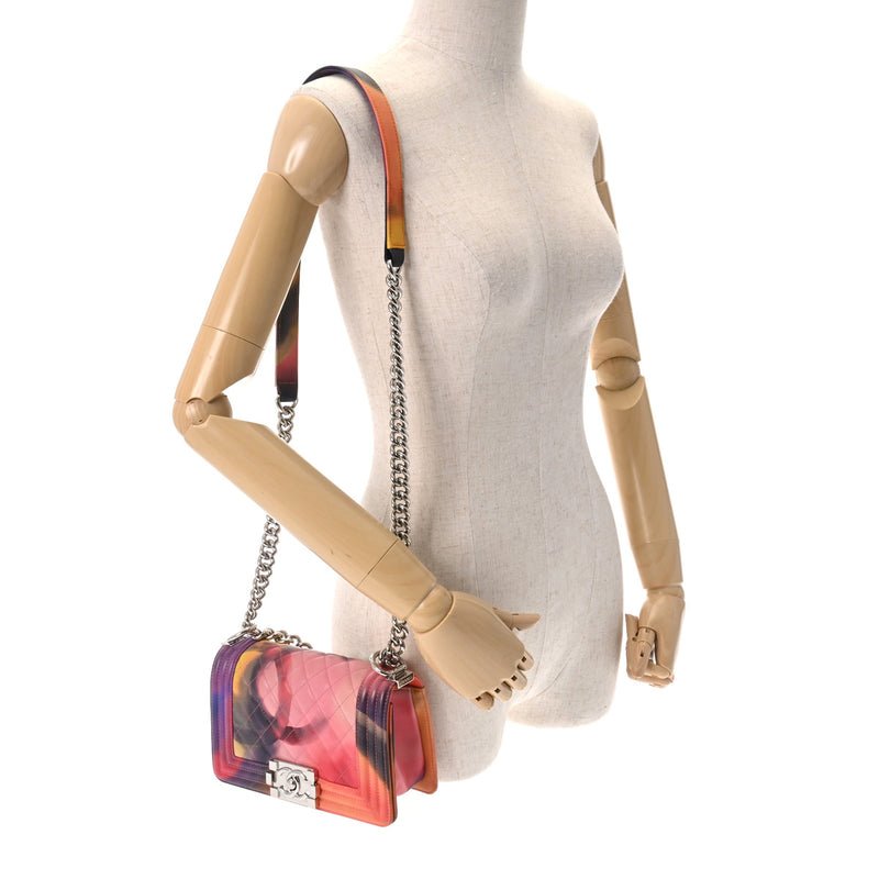 CHANEL シャネル ボーイシャネル チェーンショルダー 20cm マーブル レディース ラムスキン ショルダーバッグ Aランク 中古 銀蔵