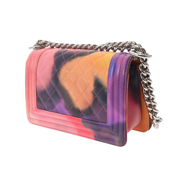 CHANEL シャネル ボーイシャネル チェーンショルダー 20cm マーブル レディース ラムスキン ショルダーバッグ Aランク 中古 銀蔵