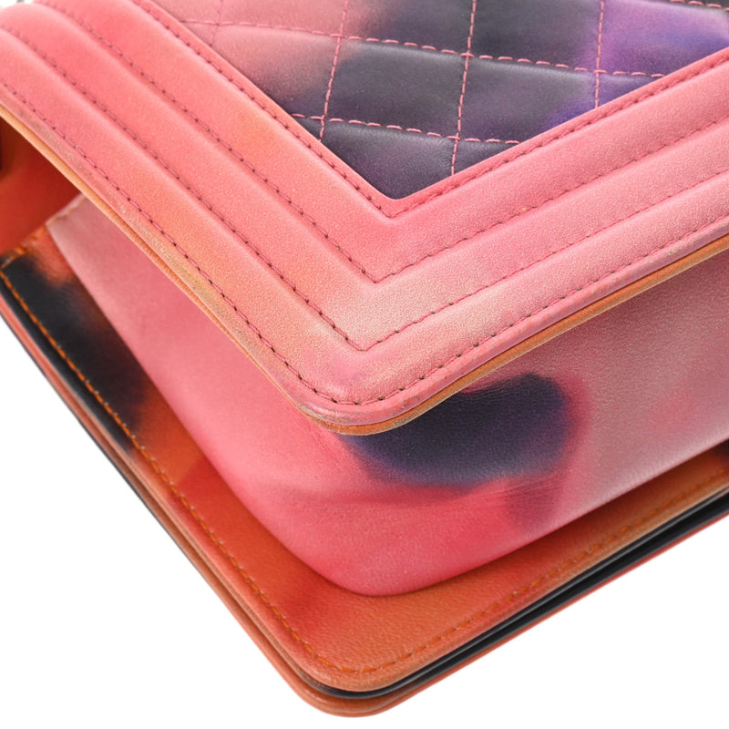 CHANEL シャネル ボーイシャネル チェーンショルダー 20cm マーブル レディース ラムスキン ショルダーバッグ Aランク 中古 銀蔵