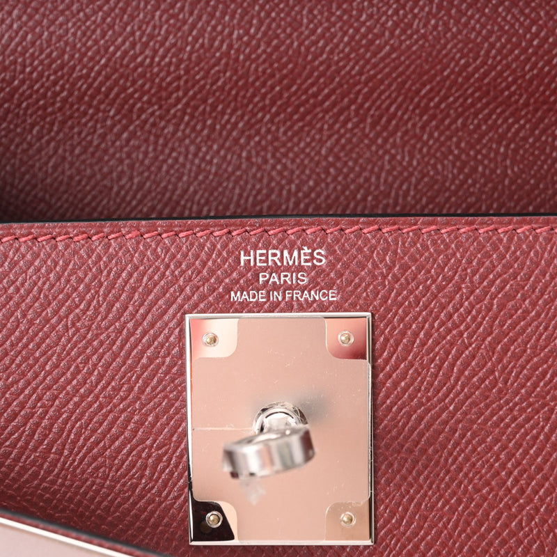 HERMES エルメス ケリー28 外縫い ルージュアッシュ パラジウム金具 Y刻印(2020年頃) レディース ヴォーエプソン 2WAYバッグ 未使用 銀蔵