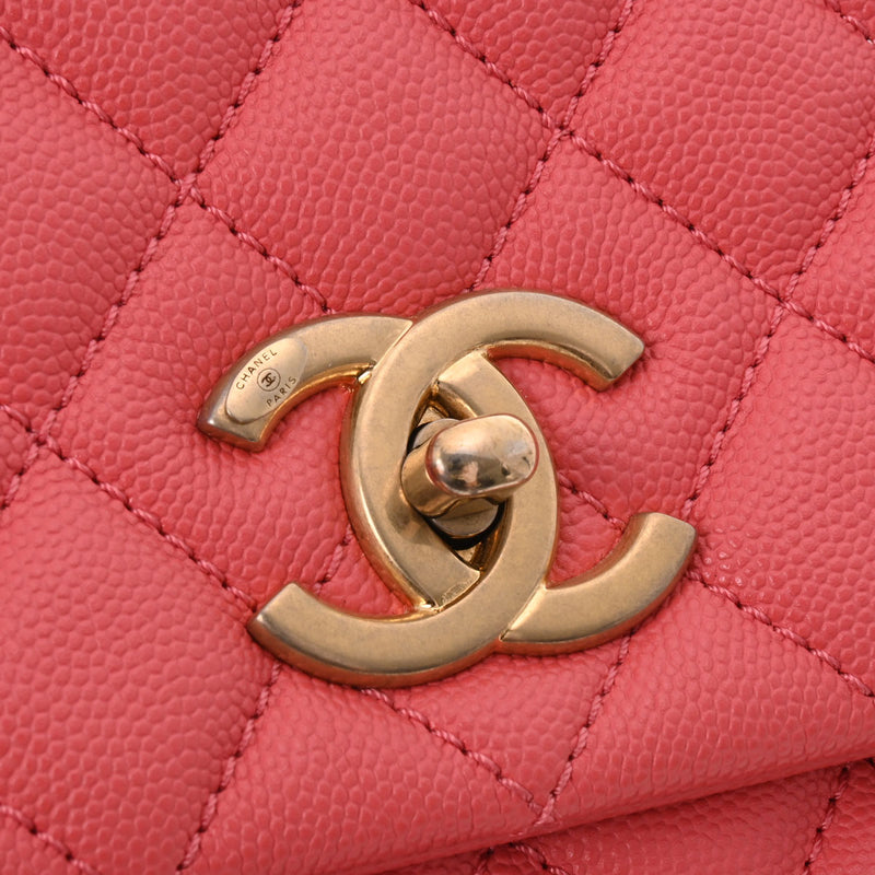 CHANEL シャネル マトラッセ ココハンドル 28 2WAY ピンク ゴールド金具 A92991 レディース キャビアスキン ハンドバッグ Aランク 中古 銀蔵