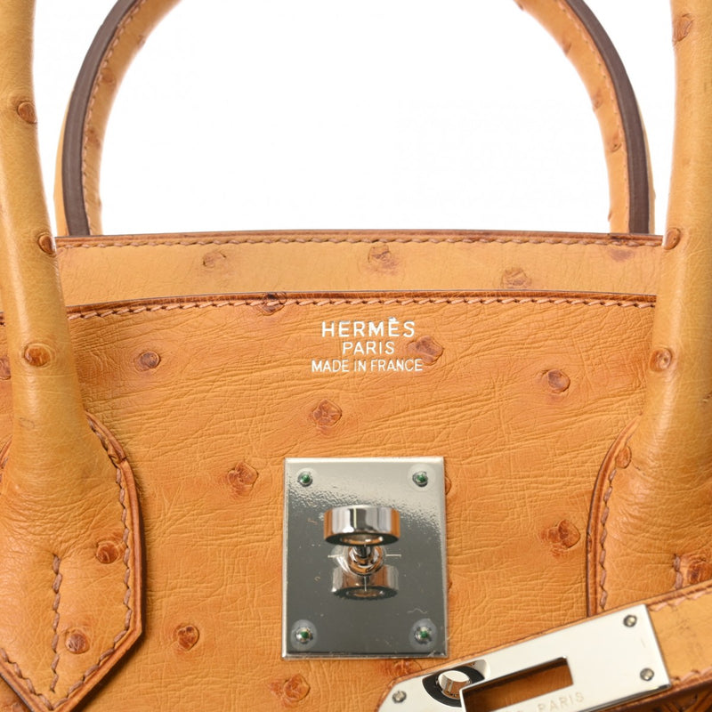 HERMES エルメス バーキン 35 サフラン □J刻印(2006年頃) ユニセックス オーストリッチ ハンドバッグ Aランク 中古 銀蔵