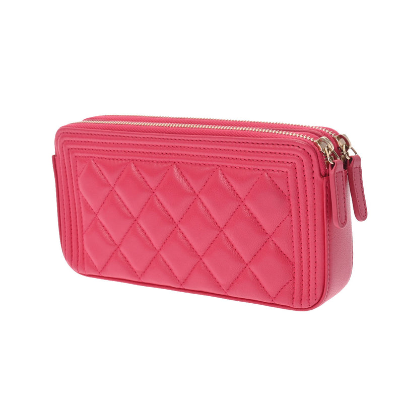 CHANEL シャネル ボーイシャネル チェーンウォレット ピンク A84069 レディース ラムスキン チェーンウォレット Aランク 中古 銀蔵