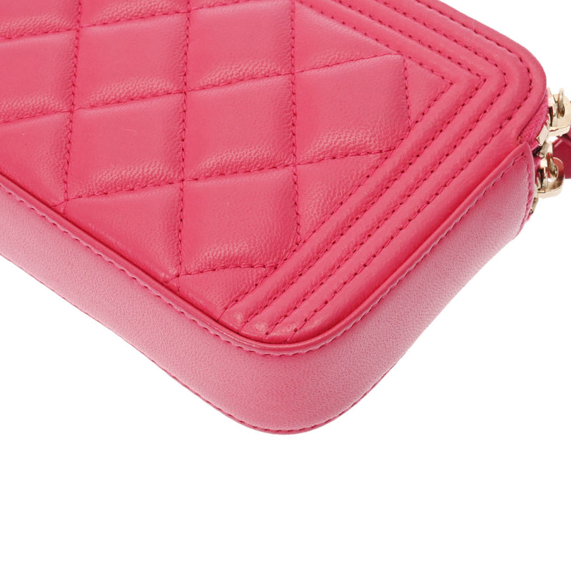 CHANEL シャネル ボーイシャネル チェーンウォレット ピンク A84069 レディース ラムスキン チェーンウォレット Aランク 中古 銀蔵