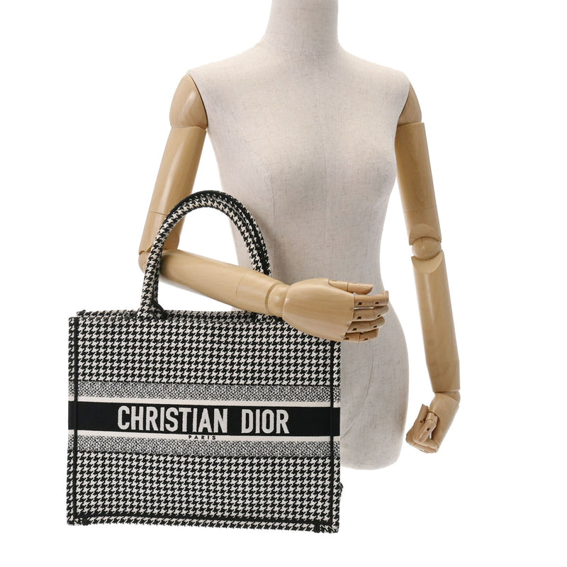 CHRISTIAN DIOR クリスチャンディオール ブックトート ミディアム ハウンドトゥース ブラック M1296ZTQT_M911 レディース キャンバス トートバッグ ABランク 中古 銀蔵