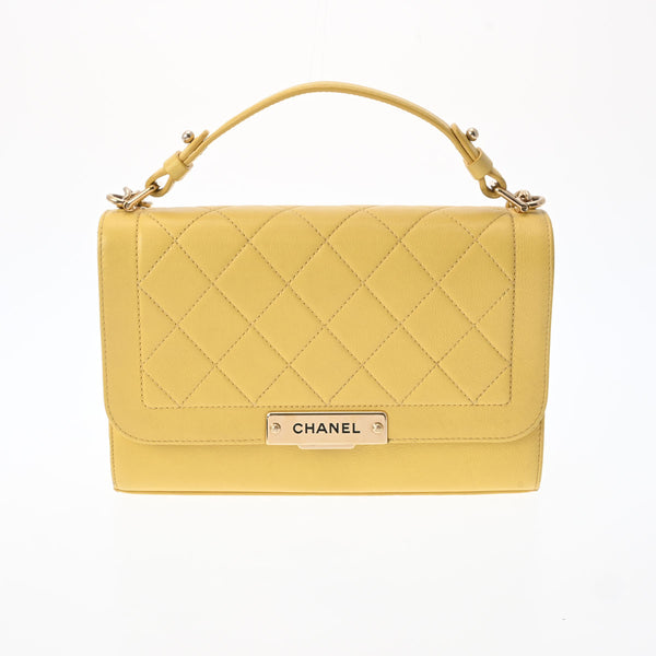 CHANEL シャネル マトラッセ 2WAYチェーンバッグ イエロー A93701 レディース レザー ショルダーバッグ Bランク 中古 銀蔵