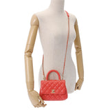 CHANEL シャネル マトラッセ トップハンドル XXS 2WAY オレンジピンク系 AS2215 レディース キャビアスキン ハンドバッグ Aランク 中古 銀蔵