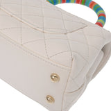 CHANEL シャネル マトラッセ トップハンドル XXS 2WAY 白/レインボー AS2215 レディース カーフ ハンドバッグ Aランク 中古 銀蔵