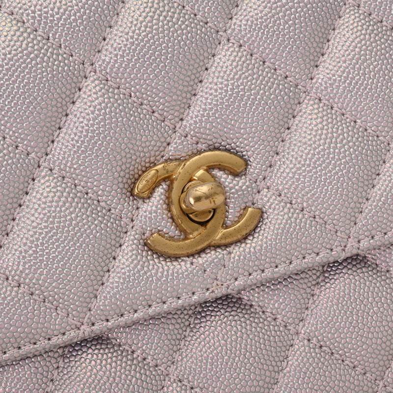 CHANEL シャネル マトラッセ トップハンドル XS オーロラピンク A92990 レディース キャビアスキン 2WAYバッグ Aランク 中古 銀蔵