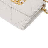 CHANEL シャネル シャネル19 フラップコインパース チェーンショルダー 白 AP1787 レディース ラムスキン コインケース 新同 中古 銀蔵