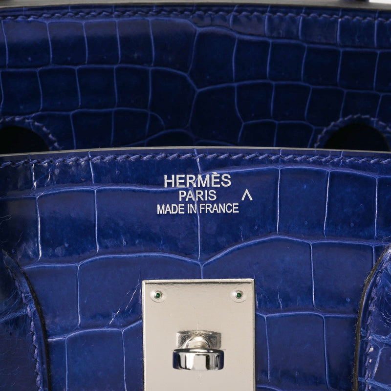 HERMES エルメス バーキン 35 ブルーエレクトリック パラジウム金具 □P刻印(2012年頃) レディース ポロサス ハンドバッグ ABランク 中古 銀蔵