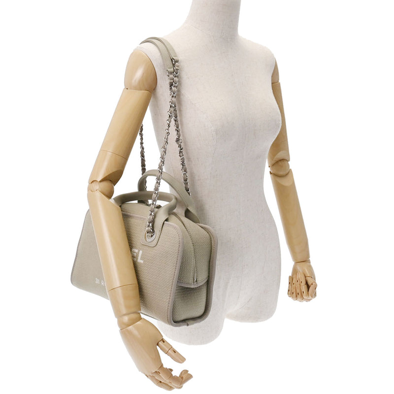 CHANEL シャネル ドーヴィル ボーリングバッグ グレージュ A92749 レディース キャンバス 2WAYバッグ 新同 中古 銀蔵