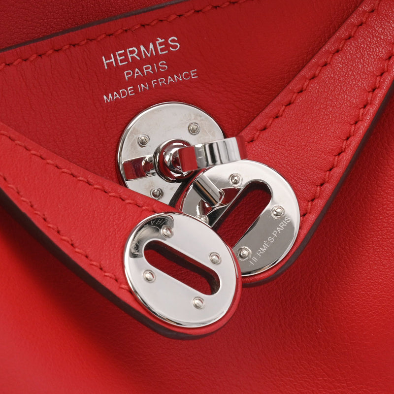 HERMES エルメス リンディ ミニ  ルージュクー/ルージュヴィフ パラジウム金具 Z刻印(2021年頃) レディース スイフト 2WAYバッグ Aランク 中古 銀蔵