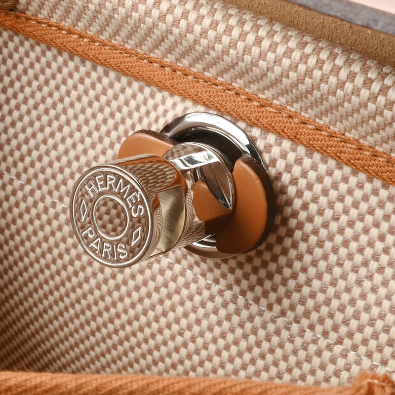 HERMES エルメス エールバッグ ジップ PM ナチュラル パラジウム金具 D刻印(2019年頃) レディース トワルGM ヴァッシュハンター 2WAYバッグ Aランク 中古 銀蔵