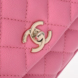 CHANEL シャネル マトラッセ トップハンドル XXS 2WAY ピンク AS2215 レディース キャビアスキン リザード ハンドバッグ 新同 中古 銀蔵