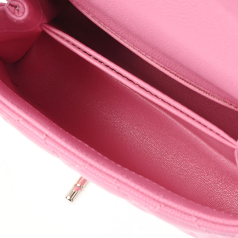 CHANEL シャネル マトラッセ トップハンドル XXS 2WAY ピンク AS2215 レディース キャビアスキン リザード ハンドバッグ 新同 中古 銀蔵