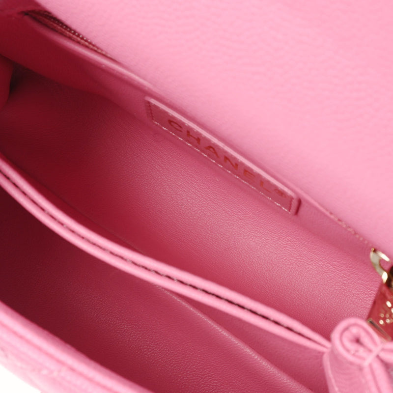 CHANEL シャネル マトラッセ トップハンドル XXS 2WAY ピンク AS2215 レディース キャビアスキン リザード ハンドバッグ 新同 中古 銀蔵