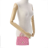 CHANEL シャネル マトラッセ トップハンドル XXS 2WAY ピンク AS2215 レディース キャビアスキン リザード ハンドバッグ 新同 中古 銀蔵