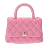 CHANEL シャネル マトラッセ トップハンドル XXS 2WAY ピンク AS2215 レディース キャビアスキン リザード ハンドバッグ 新同 中古 銀蔵