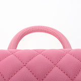 CHANEL シャネル マトラッセ トップハンドル XXS 2WAY ピンク AS2215 レディース キャビアスキン リザード ハンドバッグ 新同 中古 銀蔵