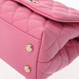 CHANEL シャネル マトラッセ トップハンドル XXS 2WAY ピンク AS2215 レディース キャビアスキン リザード ハンドバッグ 新同 中古 銀蔵