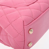 CHANEL シャネル マトラッセ トップハンドル XXS 2WAY ピンク AS2215 レディース キャビアスキン リザード ハンドバッグ 新同 中古 銀蔵