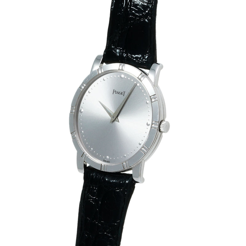 PIAGET ピアジェ ダンサー 94023 ボーイズ WG/革 腕時計 手巻き シルバー文字盤 Aランク 中古 銀蔵