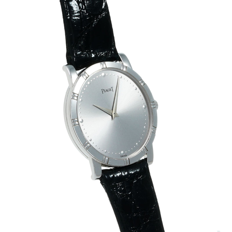 PIAGET ピアジェ ダンサー 94023 ボーイズ WG/革 腕時計 手巻き シルバー文字盤 Aランク 中古 銀蔵