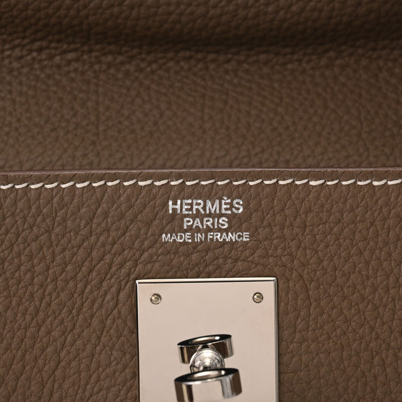 HERMES エルメス ケリー 32 内縫い エトゥープ パラジウム金具 □Q刻印(2013年頃) レディース トゴ 2WAYバッグ Aランク 中古 銀蔵