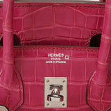 HERMES エルメス バーキン25 フューシャピンク □M刻印(2009年頃) レディース アリゲーター ハンドバッグ ABランク 中古 銀蔵