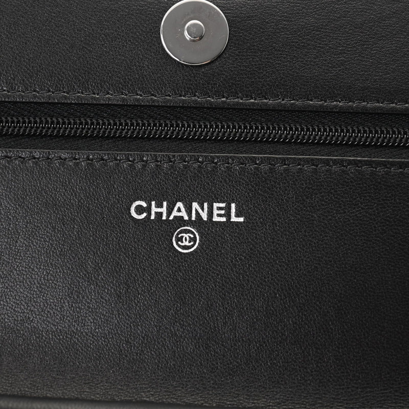 CHANEL シャネル マトラッセ クラシック チェーンウォレット 黒 シルバー金具 レディース ラムスキン ショルダーバッグ 未使用 銀蔵