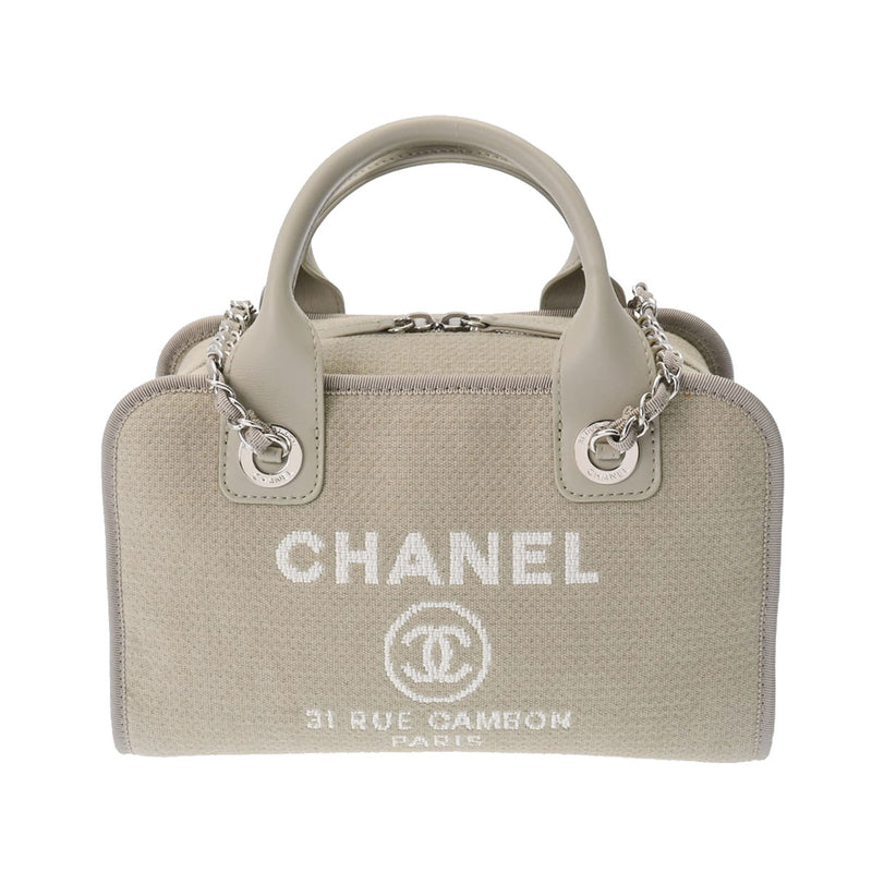 CHANEL シャネル ドーヴィル ボーリングバッグ 2WAY グレー A92749 レディース キャンバス ハンドバッグ Aランク 中古 銀蔵