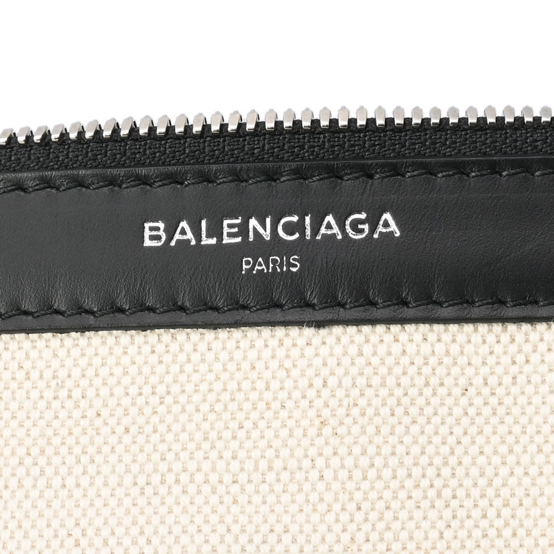 BALENCIAGA バレンシアガ ネイビーカバス M ナチュラル/黒 339936 レディース キャンバス レザー ハンドバッグ Aランク 中古 銀蔵