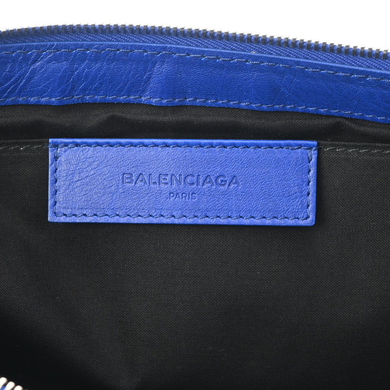 BALENCIAGA バレンシアガ クラシッククリップ L ブルー シルバー金具 273023 メンズ レザー クラッチバッグ ABランク 中古 銀蔵