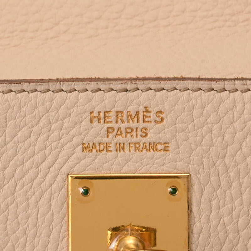 HERMES エルメス ケリー 35 バイカラー ベージュ ゴールド金具 □E刻印(2001年頃) レディース トリヨンクレマンス ハンドバッグ ABランク 中古 銀蔵