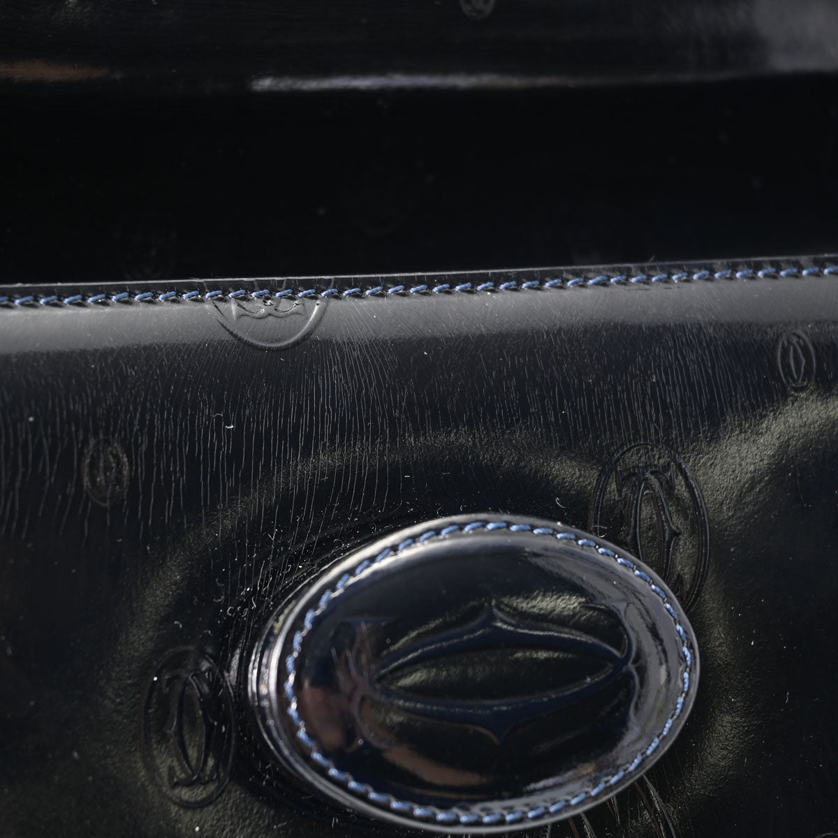 カルティエハッピーバースデー ネイビー レディース レザー