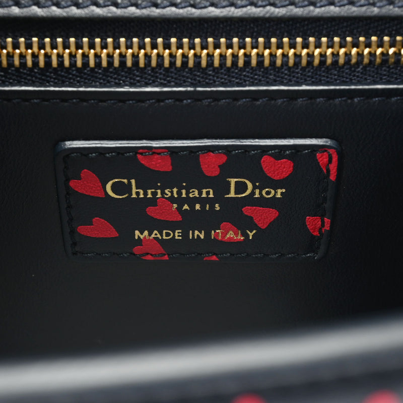 CHRISTIAN DIOR クリスチャンディオール モンテーニュ 30 ハート 黒 レディース カーフ ショルダーバッグ 新同 中古 銀蔵