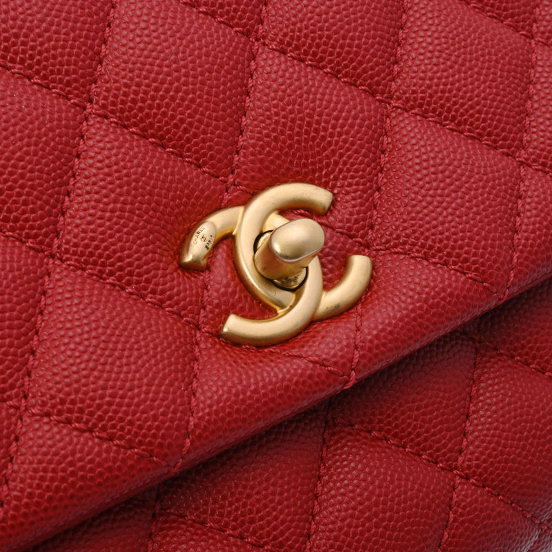 CHANEL シャネル マトラッセ トップハンドル XS 赤 A92990 レディース キャビアスキン 2WAYバッグ ABランク 中古 銀蔵