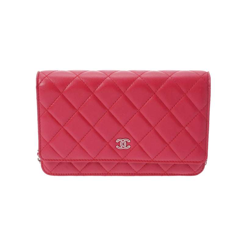 CHANEL シャネル マトラッセ チェーンウォレット 赤 A33814 レディース ラムスキン チェーンウォレット Aランク 中古 銀蔵