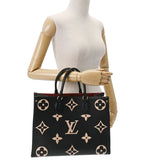 LOUIS VUITTON ルイヴィトン モノグラムアンプラント オンザゴー MM 黒/ベージュ M45495 レディース レザー 2WAYバッグ Aランク 中古 銀蔵