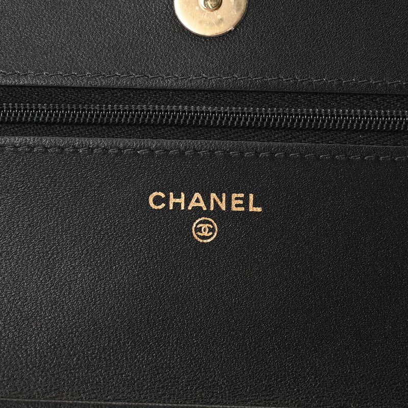 CHANEL シャネル マトラッセ クラシック チェーンウォレット 黒 ゴールド金具 レディース ラムスキン ショルダーバッグ 未使用 銀蔵