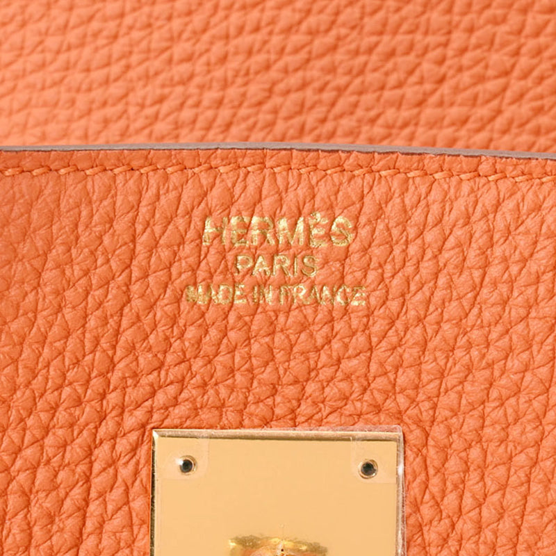 HERMES エルメス バーキン 35 オレンジ ゴールド金具 □R刻印(2014年頃) ユニセックス トゴ ハンドバッグ ABランク 中古 銀蔵