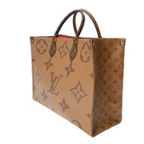 LOUIS VUITTON ルイヴィトン モノグラムジャイアント オンザゴー GM 2WAYトート ブラウン M44576 ユニセックス モノグラムリバースキャンバス ハンドバッグ Aランク 中古 銀蔵