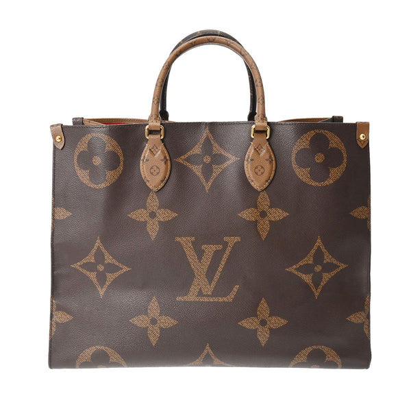 LOUIS VUITTON ルイヴィトン モノグラムジャイアント リバース オンザゴー GM 2WAYトート ブラウン M45320 レディース モノグラムキャンバス ハンドバッグ Bランク 中古 銀蔵